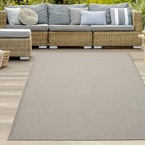 Teppich-Traum Robuster Outdoor-Teppich modern Flachgewebe wetterfest lichtecht farbecht Natur Sisal-Optik beige 120 x 160cm von Teppich-Traum