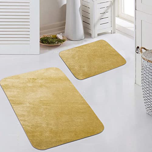 Teppich-Traum Set für das Badezimmer | Flokati waschbar | in Gold, Größe 50x60cm + 60x100 cm von Teppich-Traum