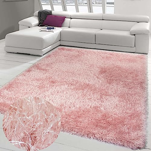 Teppich-Traum Shaggy Teppich Langflor Wohnzimmer Gästezimmer groß Rosa 200 x 290 cm von Teppich-Traum