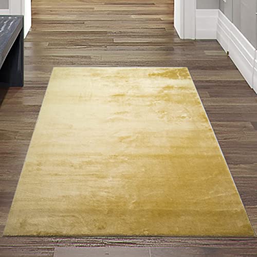 Teppich-Traum Vorleger mit weichem Flor| Badezimmer Flokati waschbar | in Gold, Größe 60x110 cm von Teppich-Traum
