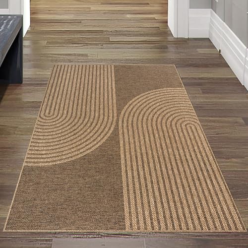 Teppich-Traum Teppich Balkon Läuferteppich Flurläufer mit zeitlosem Bogenmuster in beige & braun 80 x 150 cm von Teppich-Traum