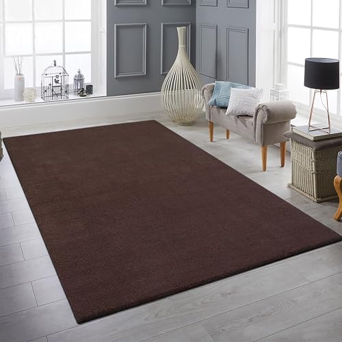 Teppich-Traum Teppich Hochflor Wohnzimmer Schlafzimmer Gästezimmerteppich Pflegeleicht Strapazierfähig einfarbig in braun 160 x 220 cm von Teppich-Traum