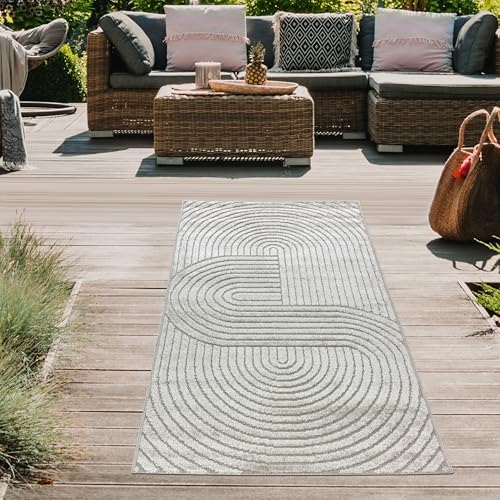 Teppich-Traum Teppich In- und Outdoor Läufer Flur Gang Eingangsbereich hell wetterfest pflegeleicht Boho Style in Beige, 80 x 150 cm von Teppich-Traum