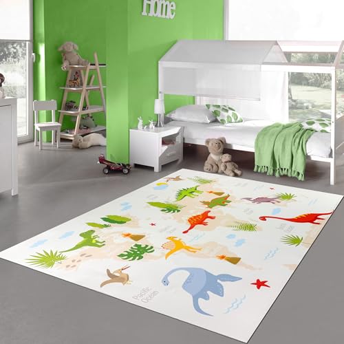 Teppich-Traum Teppich Kinderteppich Dino-Welt mit Pflanzen und Kontinenten rutschfest flachgewebe fußbodenheizungsgeeignet pflegeleicht strapazierfähig schadstofffrei Lernspiel Beige 100 x 200 cm Teppich-Traum Teppich Kinderteppich Dino-Welt mit Pflanzen und Kontinenten rutschfest flachgewebe fußbodenheizungsgeeignet pflegeleicht strapazierfähig schadstofffrei Lernspiel Beige 100 x 200 cm von Teppich-Traum