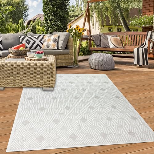 Teppich-Traum Teppich Outdoor Wintergarten Garten Balkon Terrasse witterungsbeständig UV-Beständig robust mit speziellem Rautemuster in Creme, 140 x 200 cm Teppich-Traum Teppich Outdoor Wintergarten Garten Balkon Terrasse witterungsbeständig UV-Beständig robust mit speziellem Rautemuster in Creme, 140 x 200 cm von Teppich-Traum