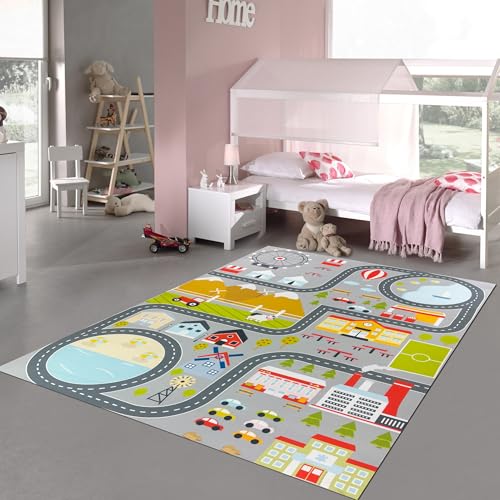 Teppich-Traum Teppich Kinderteppich Straßenteppich rutschfest Auto Stadt Kinderzimmer Jungen Mädchen Grau 140 x 200 cm Teppich-Traum Teppich Kinderteppich Straßenteppich rutschfest Auto Stadt Kinderzimmer Jungen Mädchen Grau 140 x 200 cm von Teppich-Traum