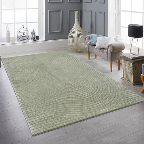 Teppich-Traum Teppich Wohnzimmer Esszimmer Schlafzimmer pflegeleicht geometrisch weich modern Bogenmuster in grün, 200 x 290 cm von Teppich-Traum