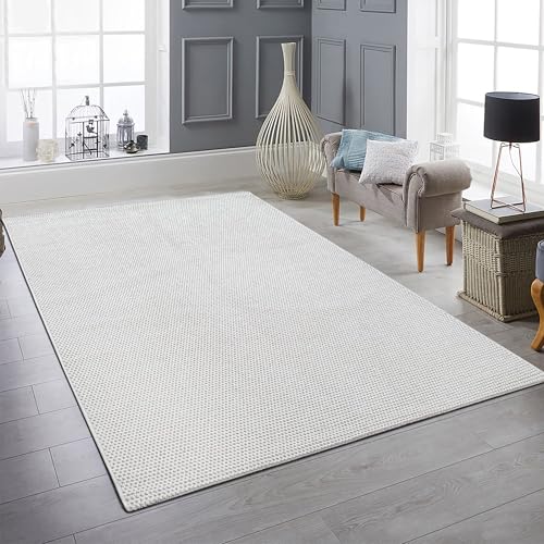 Teppich-Traum Teppich Wohnzimmer Esszimmer modernes Design kurzflor strapazierfähig pflegeleicht saugrobotergeeignet langlebig Creme 160 x 220 cm von Teppich-Traum
