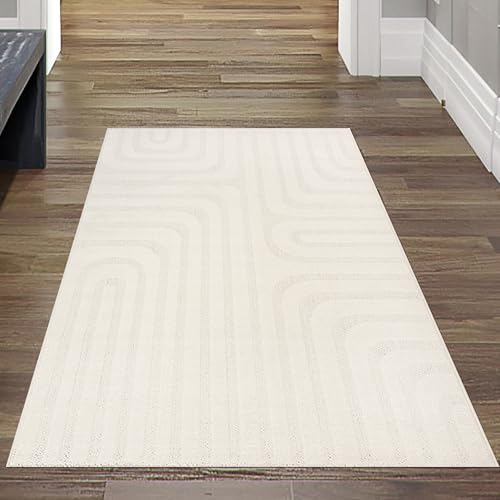 Teppich-Traum Teppich Wohnzimmer Flurteppich Diele Läufer strapazierfähig leicht zu reinigen schimmernd mit Linienmuster in Creme, 80 x 150 cm Teppich-Traum Teppich Wohnzimmer Flurteppich Diele Läufer strapazierfähig leicht zu reinigen schimmernd mit Linienmuster in Creme, 80 x 150 cm von Teppich-Traum
