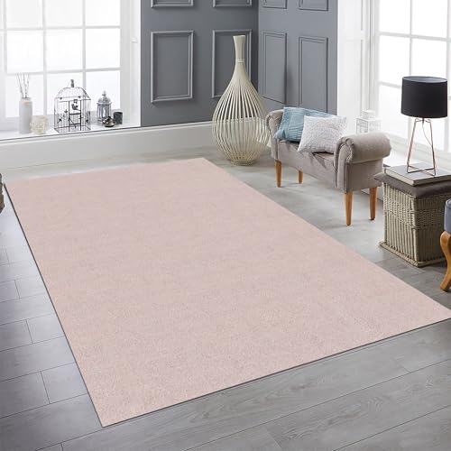 Teppich-Traum Teppich Wohnzimmer Kinderzimmer waschbar einfarbig rosa weich samtig kurzflor strapazierfähig hochwertig felloptik weich robust Rosa 200 x 280 cm von Teppich-Traum