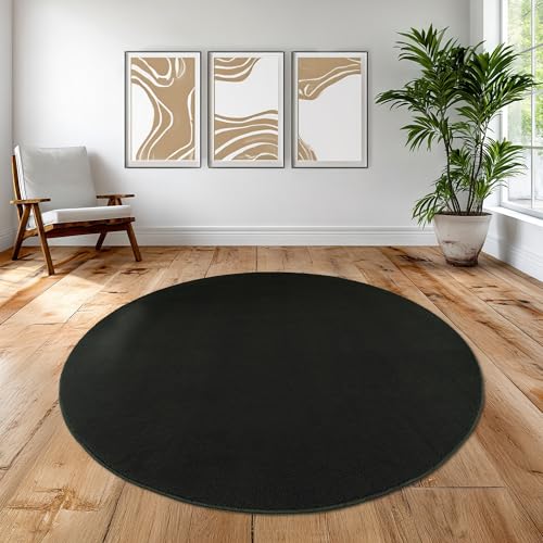 Teppich-Traum Teppich Wohnzimmer Schlafzimmer Büro edel modern stilvoll weich pflegeleicht zeitgemäßes Design Elegantes Wohnaccessoire dekorativ luxuriös hochwertig schwarz 200 cm Rund Teppich-Traum Teppich Wohnzimmer Schlafzimmer Büro edel modern stilvoll weich pflegeleicht zeitgemäßes Design Elegantes Wohnaccessoire dekorativ luxuriös hochwertig schwarz 200 cm Rund von Teppich-Traum