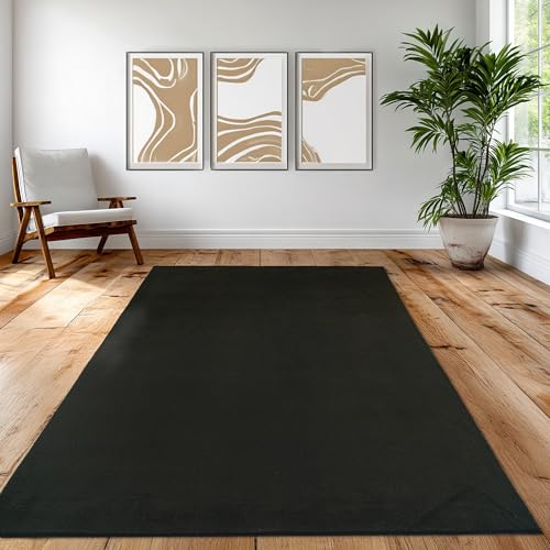 Teppich-Traum Teppich Wohnzimmer Schlafzimmer Büro edel modern stilvoll weich pflegeleicht zeitgemäßes Design Elegantes Wohnaccessoire dekorativ luxuriös hochwertig schwarz 200 x 280 cm von Teppich-Traum