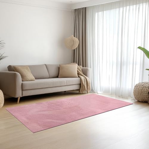 Teppich-Traum Teppich Wohnzimmer Schlafzimmer Flur Kurzflorteppich Hasenfell Kunstfell Optik samtweich seidig schimmernd pflegeleicht hochwertig einfarbig Berry 80 x 150 cm von Teppich-Traum