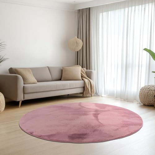 Teppich-Traum Teppich Wohnzimmer Schlafzimmer Kurzflorteppich Hasenfell Kunstfell Optik samtweich seidig schimmernd pflegeleicht hochwertig einfarbig Berry 200 cm rund Teppich-Traum Teppich Wohnzimmer Schlafzimmer Kurzflorteppich Hasenfell Kunstfell Optik samtweich seidig schimmernd pflegeleicht hochwertig einfarbig Berry 200 cm rund von Teppich-Traum