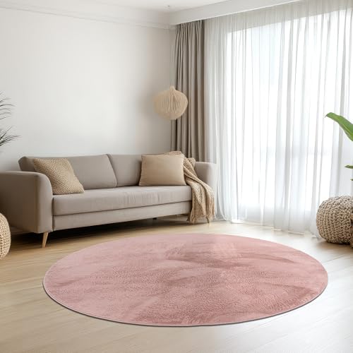 Teppich-Traum Teppich Wohnzimmer Schlafzimmer Kurzflorteppich Hasenfell Kunstfell Optik seidig weich samtig glänzend pflegeleicht hochwertig einfarbig rosa 200 cm rund Teppich-Traum Teppich Wohnzimmer Schlafzimmer Kurzflorteppich Hasenfell Kunstfell Optik seidig weich samtig glänzend pflegeleicht hochwertig einfarbig rosa 200 cm rund von Teppich-Traum