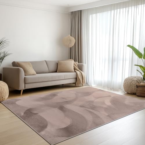 Teppich-Traum Teppich Wohnzimmer Schlafzimmer Kurzflorteppich Hasenfell Kunstfell Optik seidig weich samtig schimmernd pflegeleicht einfarbig Taupe 120 x 170 cm von Teppich-Traum