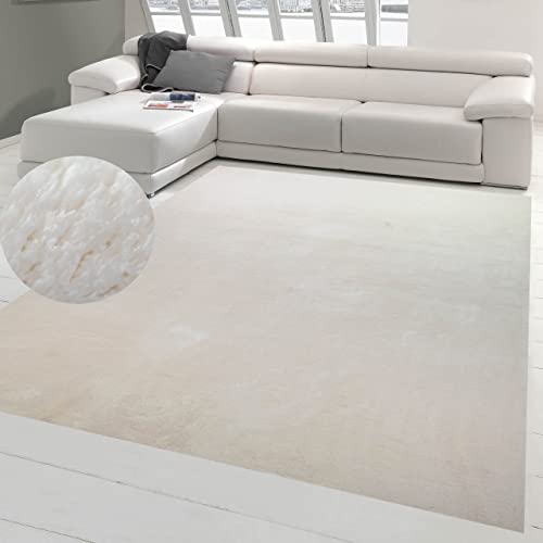 Teppich-Traum Teppich Wohnzimmer Teppichset Eingangsbereich Anti-rutsch weich mit angenehmem Uni-Design in Creme 300 x 400 cm von Teppich-Traum