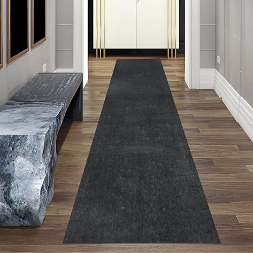 Teppich-Traum Teppich Wohnzimmer läufer Eingangsbereich Gang rutschfest weich mit angenehmem Uni-Design in Anthrazit 80 x 300 cm von Teppich-Traum