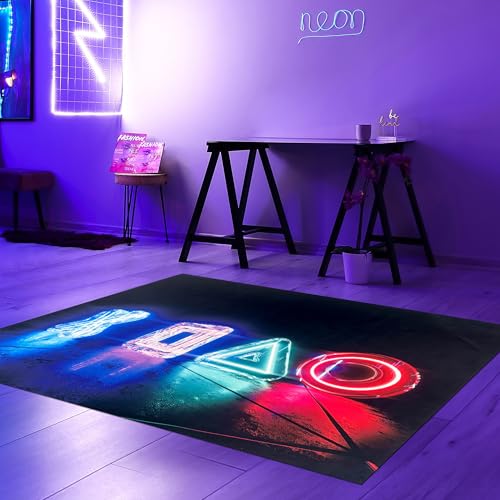 Teppich-Traum Teppich XXL rutschfest flach pflegeleicht strapazierfähig saugrobotergeeignet Wohnzimmer Gamer-Setup stylisches Design langlebig modernes Dekor in Schwarz & Neonfarben 200 x 290 cm Teppich-Traum Teppich XXL rutschfest flach pflegeleicht strapazierfähig saugrobotergeeignet Wohnzimmer Gamer-Setup stylisches Design langlebig modernes Dekor in Schwarz & Neonfarben 200 x 290 cm von Teppich-Traum