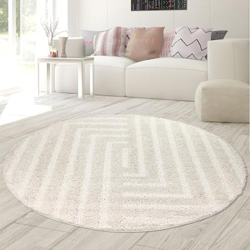 Teppich-Traum Teppich für Wohnbereich Schlafzimmer Kinderzimmer Hochflor rund Relief mit weich pflegeleicht dekorativ allergikergeeignet langlebig Creme 160 cm Rund Teppich-Traum Teppich für Wohnbereich Schlafzimmer Kinderzimmer Hochflor rund Relief mit weich pflegeleicht dekorativ allergikergeeignet langlebig Creme 160 cm Rund von Teppich-Traum