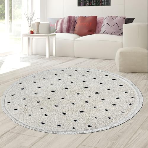 Teppich-Traum Teppich für Wohnzimmer Schlafzimmer Kinderzimmer Hochflor Punktmuster weich pflegeleicht charmant modern skandinavisch punkteteppich Beige 120 cm Rund Teppich-Traum Teppich für Wohnzimmer Schlafzimmer Kinderzimmer Hochflor Punktmuster weich pflegeleicht charmant modern skandinavisch punkteteppich Beige 120 cm Rund von Teppich-Traum