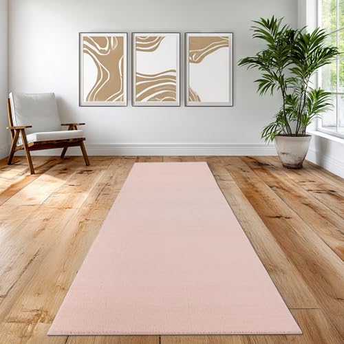 Teppich-Traum Teppich romantisch gemütlich weich kuschelig pflegeleicht stilvoll dekorativ ideal für Schlafzimmer und Kinderzimmer Elegantes Wohnaccessoire rosa 60 x 110 cm von Teppich-Traum