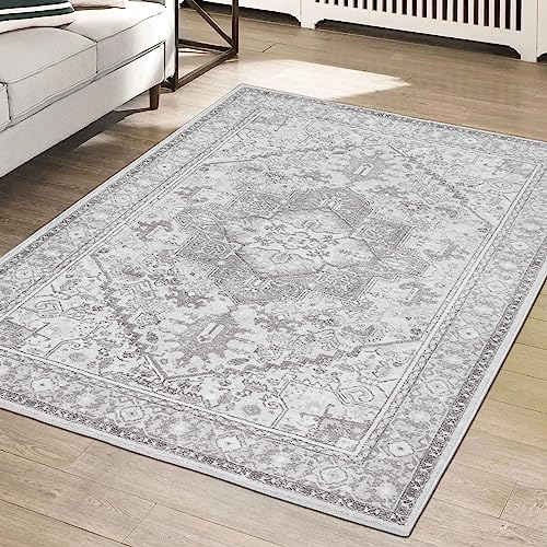 Teppich-Traum Verzierter Gemütlicher Schlafzimmer Teppich Läufer Gang Flur rutschfest Langlebig Pflegeleicht orientalischer Stil grau, 200 x 290 cm von Teppich-Traum