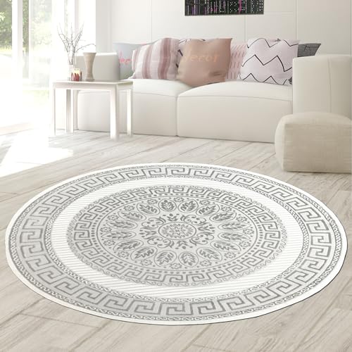 Teppich-Traum Wohnzimmer Schlafzimmer Teppich groß Kurzflor Designerteppich modern edel elegant glänzend Creme grau Durchmesser 200 cm Rund Teppich-Traum Wohnzimmer Schlafzimmer Teppich groß Kurzflor Designerteppich modern edel elegant glänzend Creme grau Durchmesser 200 cm Rund von Teppich-Traum