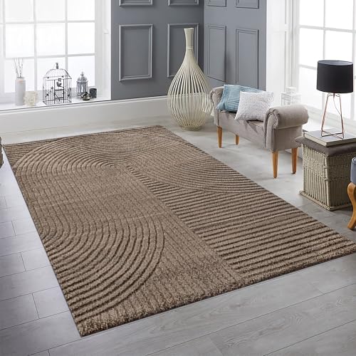 Teppich-Traum Wohnzimmerteppich Arbeitszimmer Gästezimmer angenehm flauschig Hoch-Tief-Effekt Bogenmuster in braun, 120 x 170 cm Teppich-Traum Wohnzimmerteppich Arbeitszimmer Gästezimmer angenehm flauschig Hoch-Tief-Effekt Bogenmuster in braun, 120 x 170 cm von Teppich-Traum