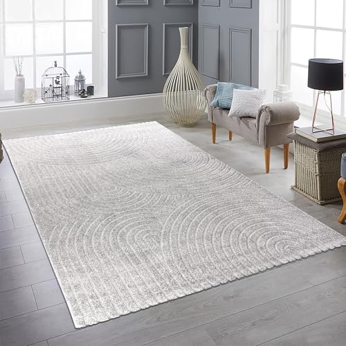 Teppich-Traum Wohnzimmerteppich Schlafzimmer Arbeitszimmerstrapazierfähig kuschelig modern 3D-Effekt Bogenmuster in Grau, 160 x 230 cm von Teppich-Traum