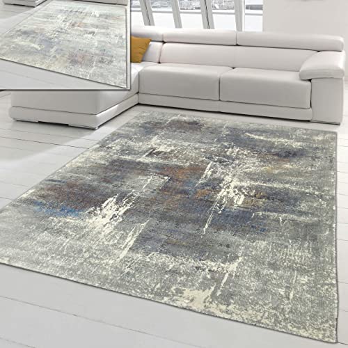 Teppich-Traum Wohnzimmerteppich – abstraktes Muster – hell dunkel Effekt Mehrfarbig grau blau, Größe 120x170 cm von Teppich-Traum