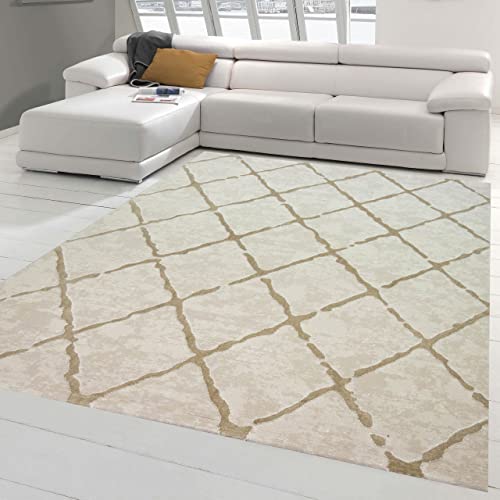 Teppich-Traum Wohnzimmerteppich mit Rauten Muster in beige, Größe 160x230 cm von Teppich-Traum