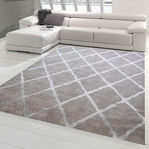 Teppich-Traum Wohnzimmerteppich mit Rauten Muster in grau, Größe 160x230 cm von Teppich-Traum