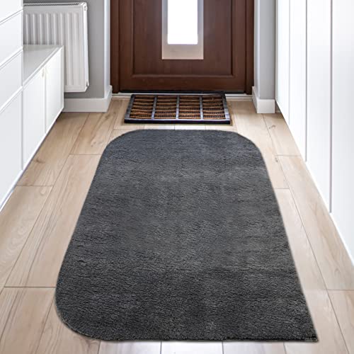 Teppich-Traum einfarbiger Designer Teppich mit runden Ecken – anthrazit, 60x110 cm von Teppich-Traum