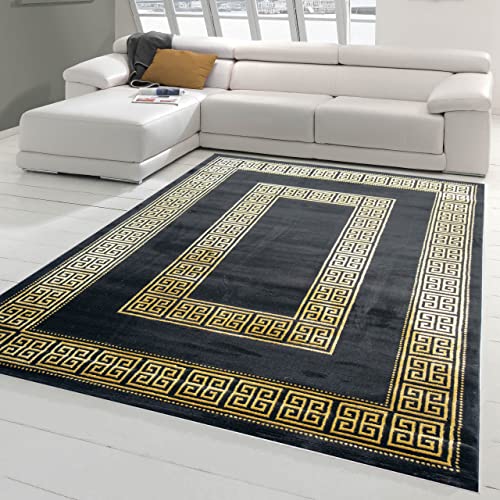 Teppich-Traum klassischer Gästezimmerteppich in edlem Design mit Bordüre in schwarz Gold, Größe 200 x 290 cm von Teppich-Traum