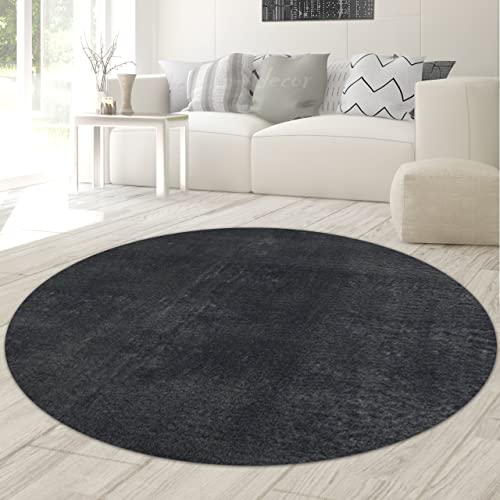 Teppich-Traum kreisförmiger Designerteppich PFLEGELEICHT, in anthrazit, 200 cm rund Teppich-Traum kreisförmiger Designerteppich PFLEGELEICHT, in anthrazit, 200 cm rund von Teppich-Traum