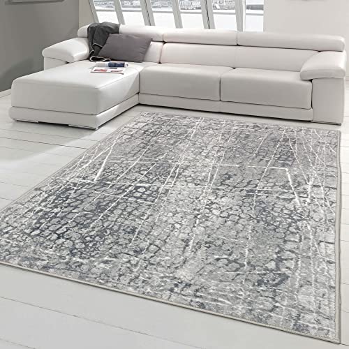 Teppich-Traum moderner Designerteppich mit dezenten Farben abstrakt Gemustert in grau, Größe 300 x 400 cm von Teppich-Traum