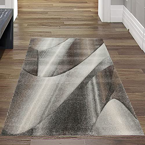 Teppich-Traum moderner Teppich Flur Diele schmaler Gang | abstraktes Wellendesign | Silber-grau, Größe 60x110 cm von Teppich-Traum