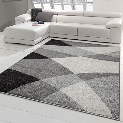Teppich-Traum moderner Teppich groß für Eingangsbereich mit abstraktem Muster | weicher unempfindlicher Flor | Creme grau, Größe 240x330 cm von Teppich-Traum