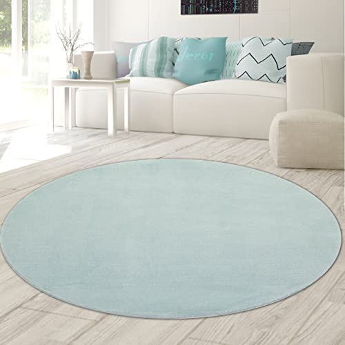 Teppich-Traum runder Teppich modern | waschbar | in blau, 200 cm rund von Teppich-Traum