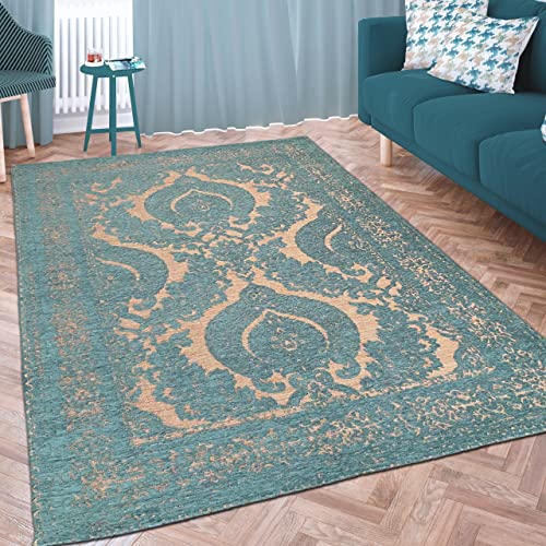 Teppich Wohnzimmer Marokkanisches Muster Modern Ornamente Pflegeleicht Hautsympathisch - Petrol Gold, 200 x 290 cm Teppich Wohnzimmer Marokkanisches Muster Modern Ornamente Pflegeleicht Hautsympathisch - Petrol Gold, 200 x 290 cm von Teppich-Traum
