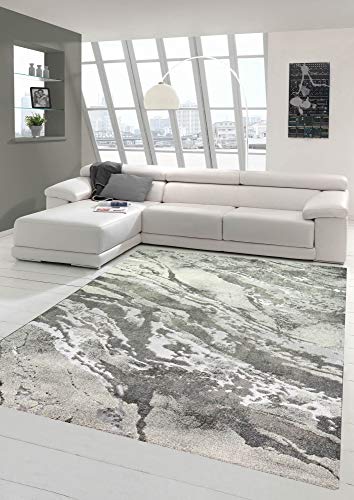 Teppich-Traum moderner Designerteppich im Marmor Design | Wohn- & Schlafzimmer | grau Creme, Größe 200 x 290 cm von Teppich-Traum