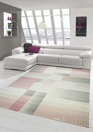 Teppich modern Teppich Karo Design Pastellfarben Größe 80x150 cm von Teppich-Traum