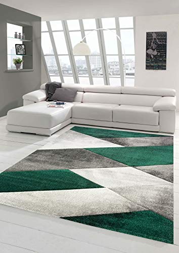 Teppich modern Teppich Wohnzimmer abstrakt geometrisches Muster in grün grau Größe 80x150 cm Teppich modern Teppich Wohnzimmer abstrakt geometrisches Muster in grün grau Größe 80x150 cm von Teppich-Traum