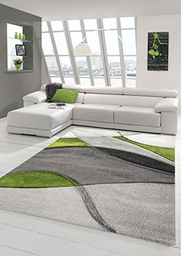 Teppich modern Teppich Wohnzimmer abstrakt in grün grau schwarz Größe 160x230 cm von Teppich-Traum
