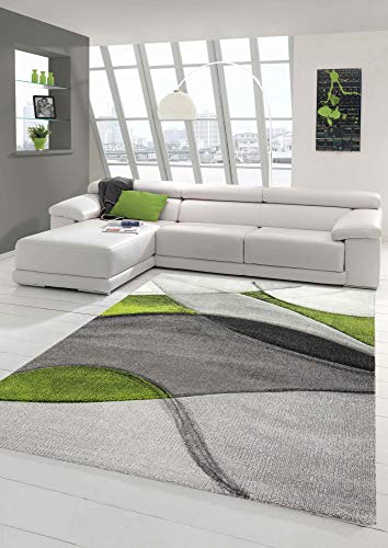 Teppich modern Teppich Wohnzimmer abstrakt in grün grau schwarz Größe 80 x 300 cm von Teppich-Traum