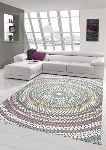 Teppich modern Wohnzimmer Teppich Regenbogen Pastellfarben Größe 80x150 cm von Teppich-Traum