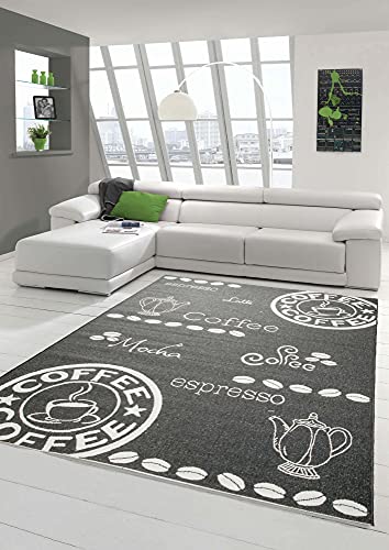 Traum Teppich Küchenteppich Sisal moderner Küchenläufer flachgewebt Coffee Espresso Mocha schwarz weiß Größe 120 x 170 cm von Teppich-Traum