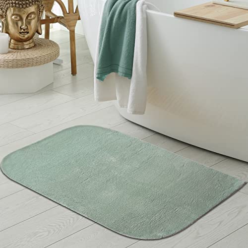 Waschbarer Designer Badezimmer Teppich – abgerundete Ecken – grün, 80x120 cm von Teppich-Traum