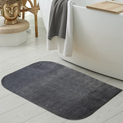 Waschbarer Designer Badezimmer Teppich mit runden Ecken – weich – anthrazit, 60x100 cm Waschbarer Designer Badezimmer Teppich mit runden Ecken – weich – anthrazit, 60x100 cm von Teppich-Traum